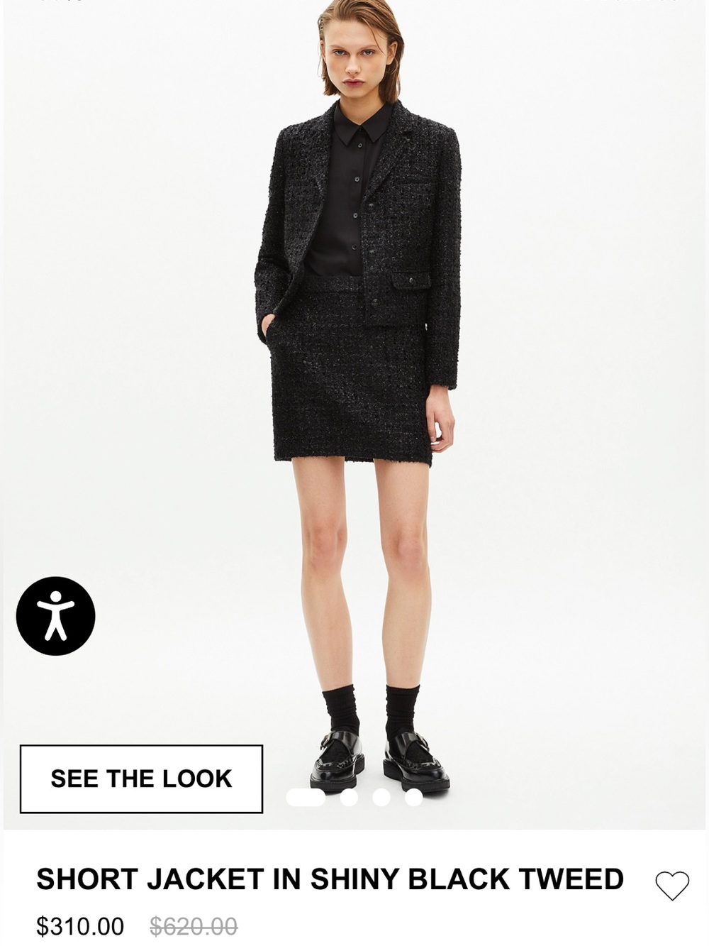The Kooples Black Metallic Tweed Slim Fitted Women’s Blazer XS F32 NWT!!
